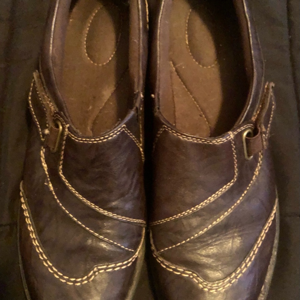 Clarks Brown Leather Slip-On Casual Shoes